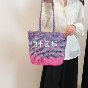 全球森系ins草托编包包女编织单肩提包夏旅游手袋海边沙滩度假特