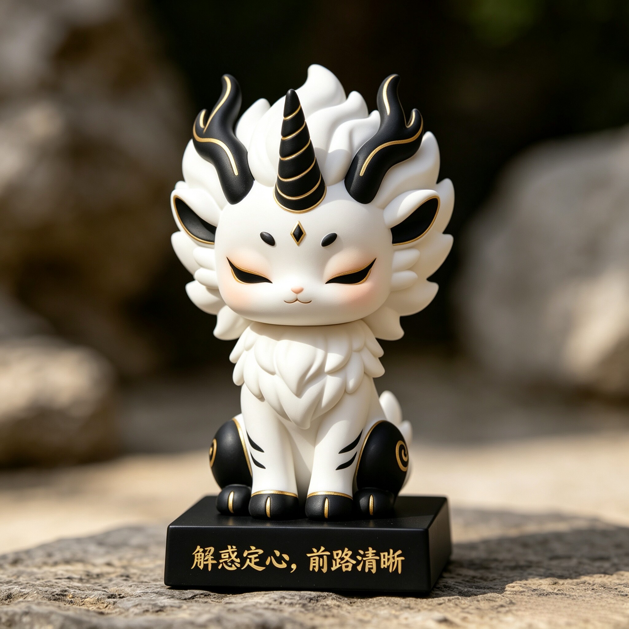 新中式哑光黑金白泽神兽摆件治愈禅意桌面装饰职场上岸静心伴手礼