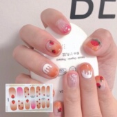 网红小清新学生免烤美甲贴纸贴片 卡通少女指甲贴纸全贴成品防水