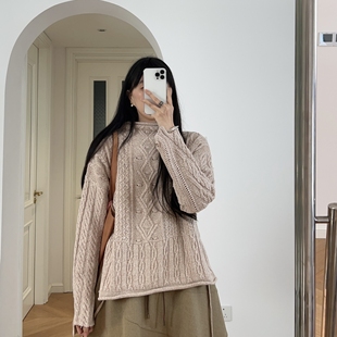 秋冬新款 日系风半高领宽松毛衣 0.58KG
