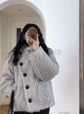 冬装新款 日系小众圈圈毛呢大衣外套  羽绒服 1.19KG