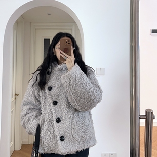 冬装新款 日系小众圈圈毛呢大衣外套  羽绒服 1.19KG