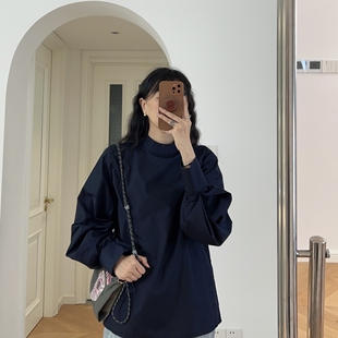 宽松衬衫 日系立领长袖 衬衣 新款 秋装