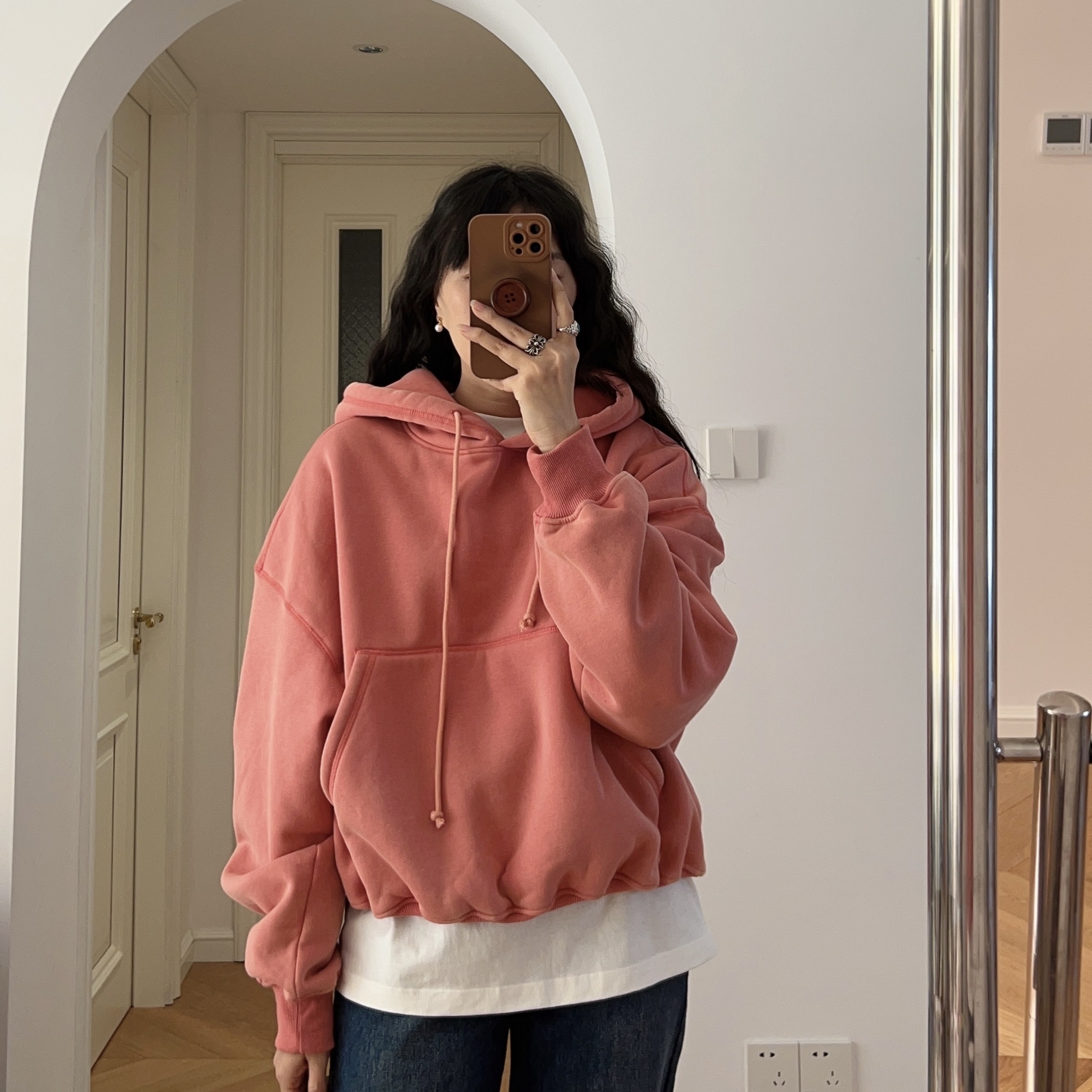 秋冬新款 日韩风连帽加绒加厚长袖卫衣 0.85KG