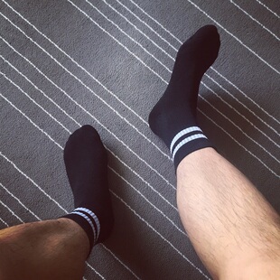 袜子男条纹中筒袜AIRGOTT毛巾底杠杠运动长袜吸湿排汗潮袜 3双