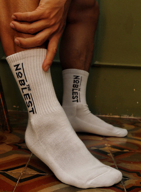 【两双装】【NOBLEST】【SIR】男士中筒袜子毛巾底字母潮流运动