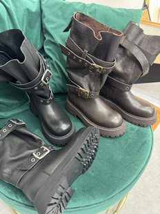 2025新款 厚底骑士靴 复古风马丁靴女真皮时尚