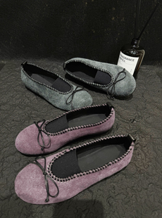 女秋季 浅口单鞋 新款 温柔仙女晚晚风一脚蹬 MIU 芭蕾舞鞋 系