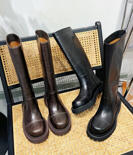 特价 筒靴 极简小圆头长筒靴女真皮骑士靴裤