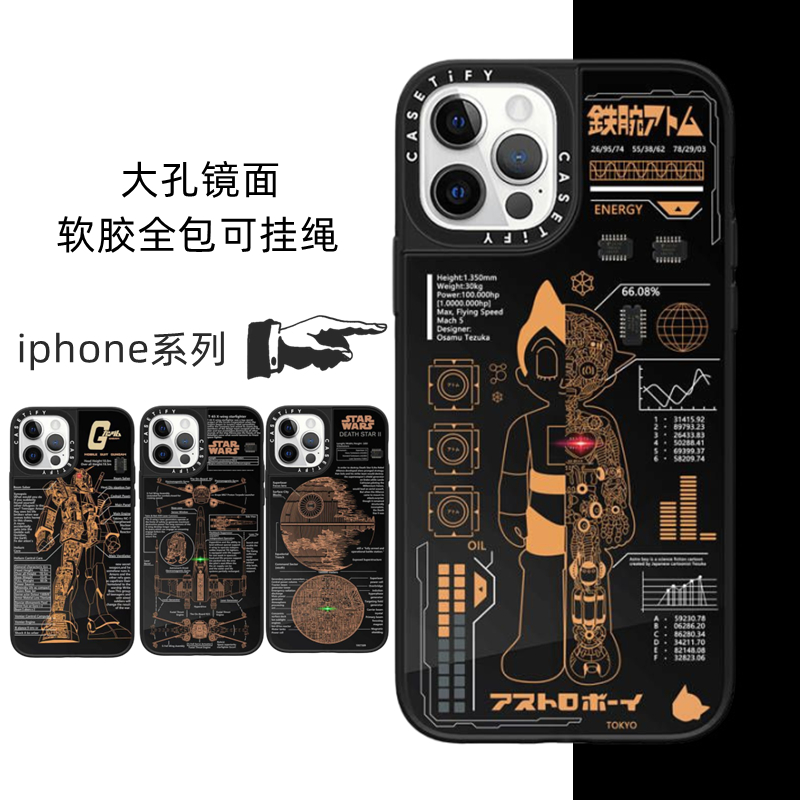 潮牌小飞侠高达适用iphone14/PLUS手机壳苹果13/PRO/MAX电话保护套11软胶全包边12镜面军舰星球日韩香港15pm