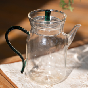 仿宋玻璃茶壶透明玻璃壶家用烧水手执花茶壶耐热冷泡茶壶茶水分离