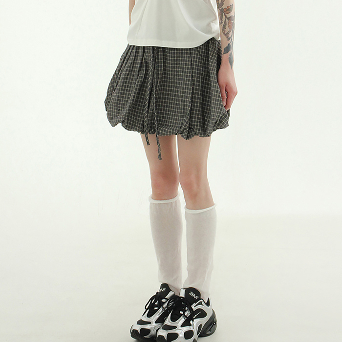 check balloon banding mini skirt
