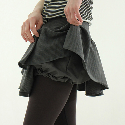 stripe frill balloon mini skirt