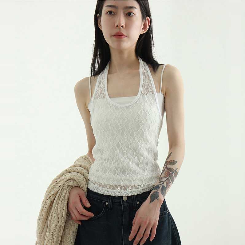 halter neck lace sleeveless top