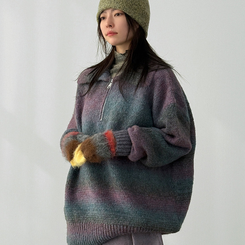 collar neck gradation wool knit (unisex)