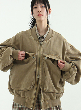 现货米色 pigmented cotton big pocket blouson (unisex)