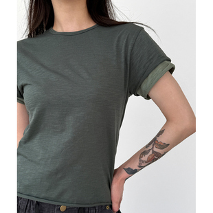 layered half sleeve cropped tee