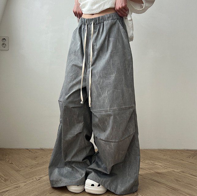 cracked cotton wide banding pants (unisex)