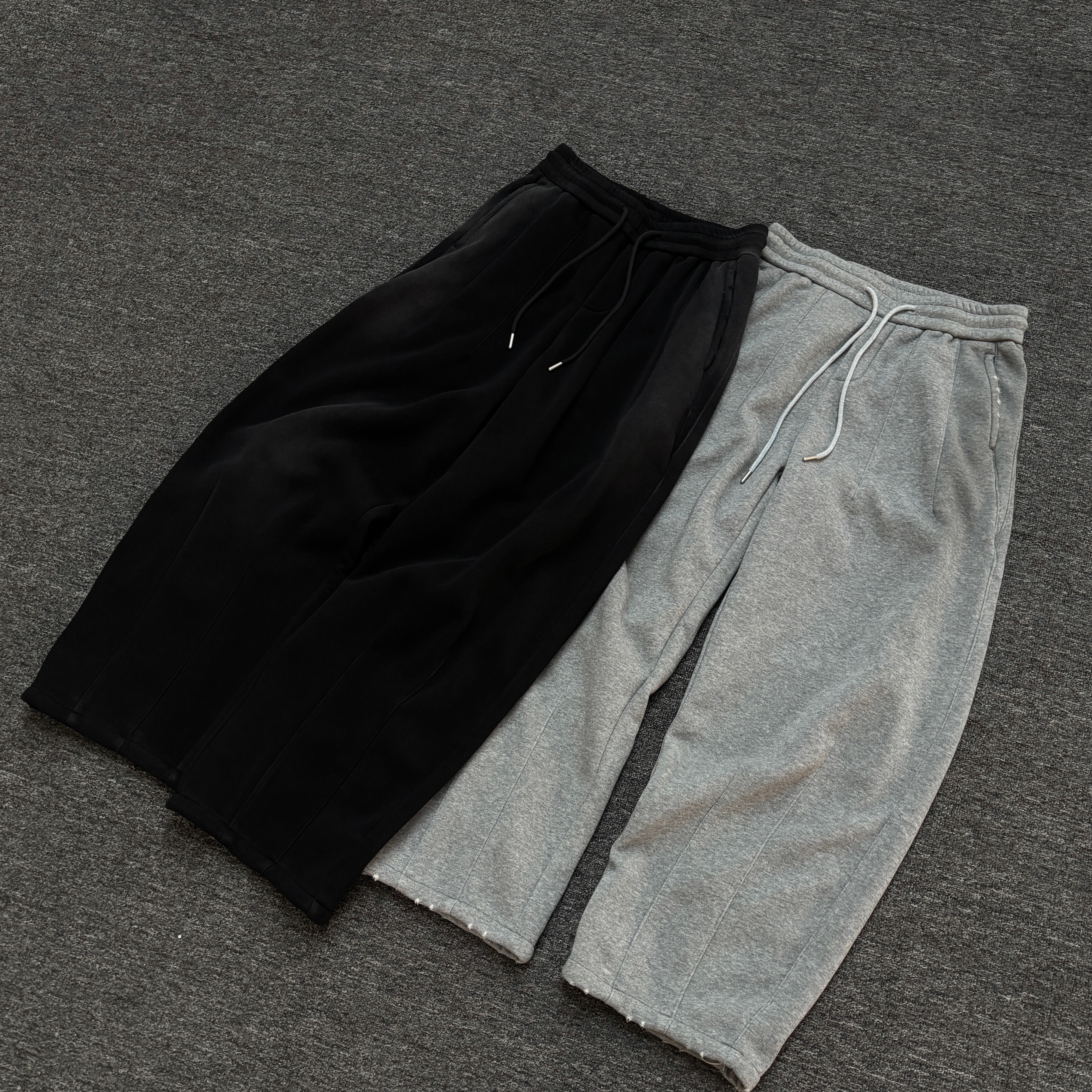 【AX磨破设计加绒加厚直筒】冬款重磅厚棉可调节裤脚百搭休闲裤