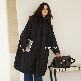 立领单排扣宽松通勤风衣棉衣外套 棉服女2025秋冬新款 薇语大码 女装