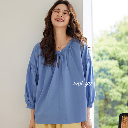 薇语大码韩版甜美八分袖T恤