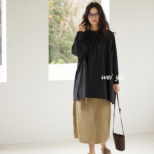 薇语大码通勤宽松长袖T恤