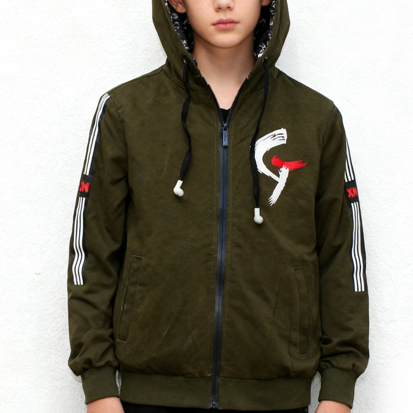 力强酷派品牌男童外套春秋带帽夹克双面穿上衣DT1050