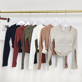 秋 速干运动长袖 高级感普拉提健身服女新款 瑜伽服上衣含胸垫一体式