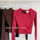 扭结露背瑜伽服美背性感扭结瑜伽服上衣女固定式 普拉提训练健身服