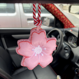 日本JDM风粉嫩布艺樱花小挂件汽车改装 饰后视镜车载包包挂饰 装