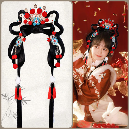古装新年戏曲财神汉服一体式懒人