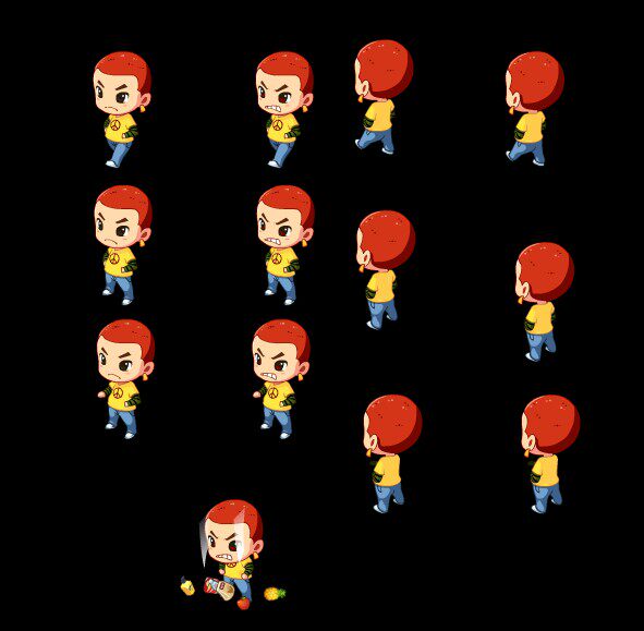 flash 矢量 游戏小人带表情 动态 小男孩走动 动画 源文件 素材