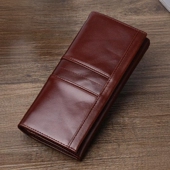 植鞣软头层牛皮RFID防盗刷钱包2折长款 真皮欧美复古女士竖款 钱夹