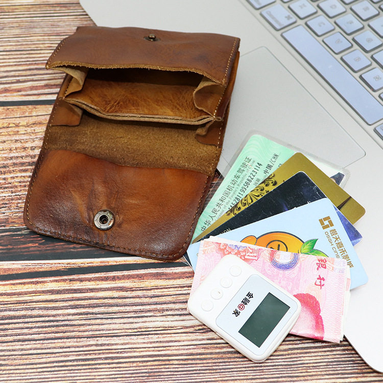 真皮短款钱包复古简收纳包男女驾驶证零钱夹手工植鞣头层牛皮卡包