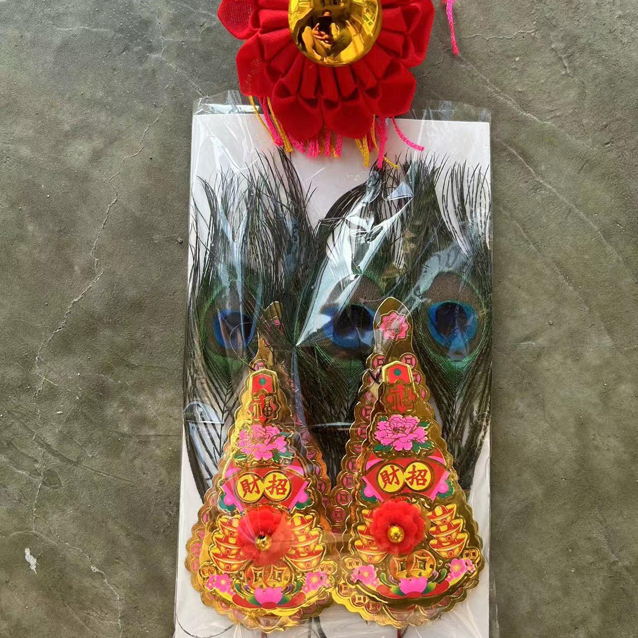 大红花球风水用品红布花球