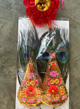 大红花球风水用品红布花球