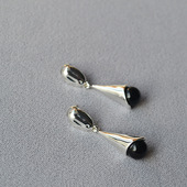 欧美小众设计金属冷淡风长款 水滴黑玛瑙时尚 轻奢925银针耳钉耳饰