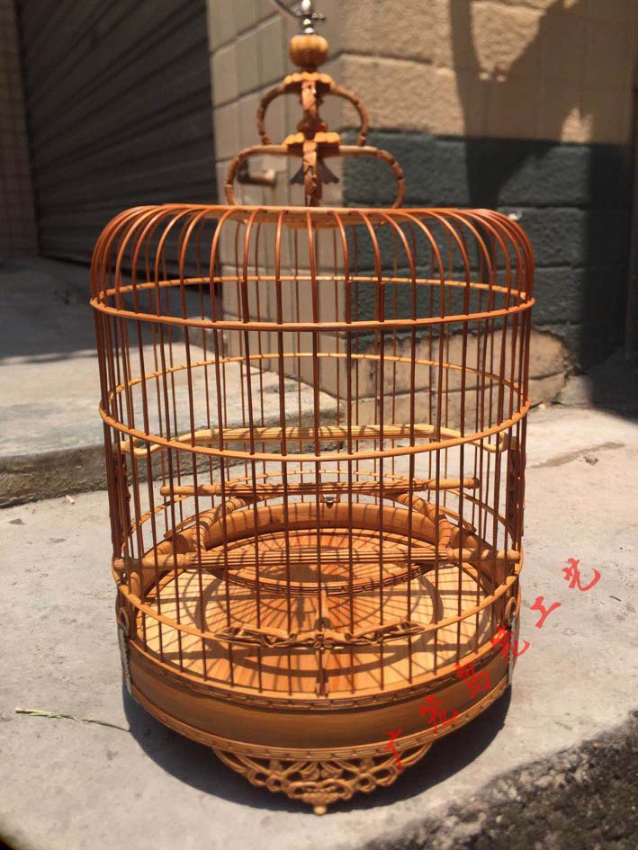 小鸟老竹制雕花绣眼鸟笼
