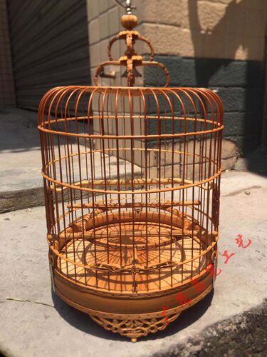 小鸟老竹制雕花绣眼鸟笼