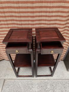 微瑕不退不换黑酸枝花架新中式全实木客厅花架 角几茶几抽屉花架