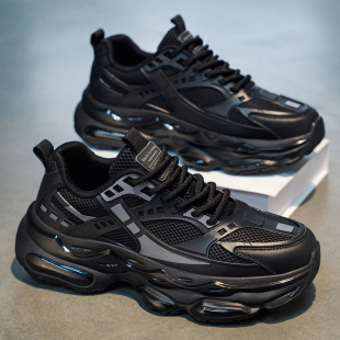 2026新款 春季 46男士 休闲45透气防臭网面38码 男 大码 运动鞋 黑色男鞋