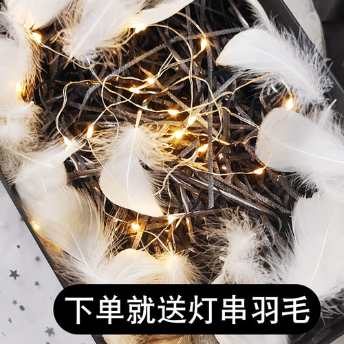 箱子礼物盒填充物拉菲草灯串羽毛