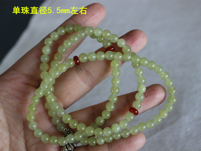 瑷和&reg;杰子娜娜 和田玉若羌原产黄口料108手链 单珠直径5.5mm