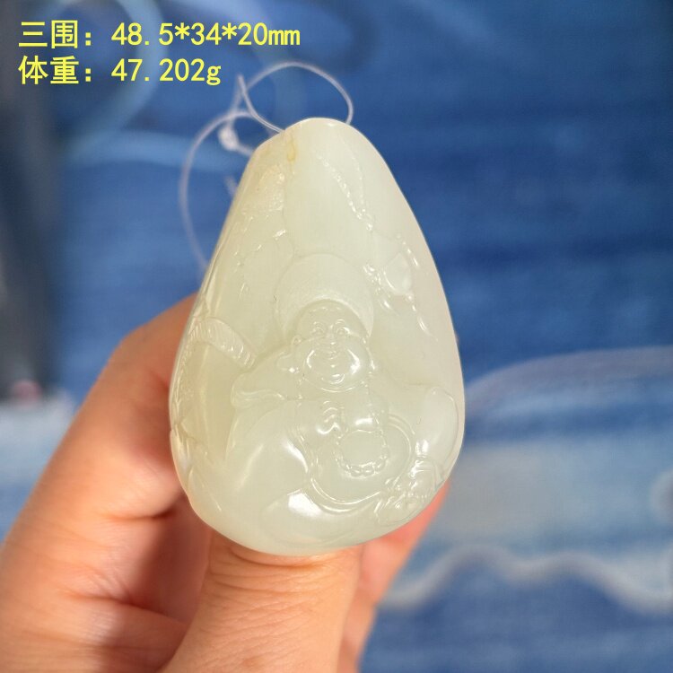 47克多的jue世传家佛白玉籽料