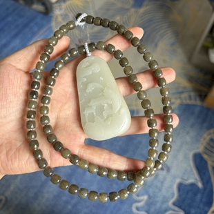 N老熟白玉籽料鲤鱼跃龙门挂件套装朕®开仓和田玉H