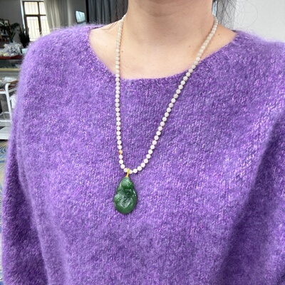 极美艳碧玉籽料双鱼挂件套装