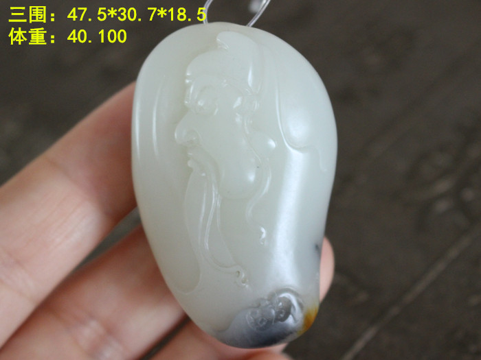 和田玉白玉籽料金皮关公武财神