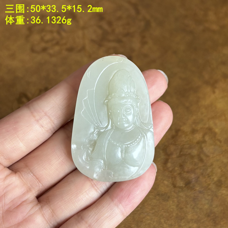 脂份密度优秀的老熟白玉籽料观音
