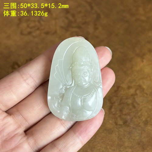 脂份密度优秀的老熟白玉籽料观音