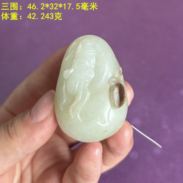 油润白玉籽料关公,纳财平安